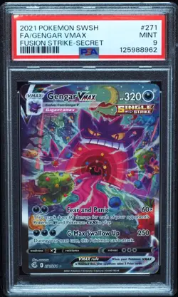 Gengar VMAX 271 PSA 9 Mint Fusion Strike Pokemon Card ZR - Image 1