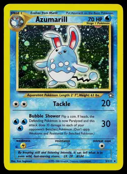 Pokemon Card - Azumarill Neo Genesis 2/111 Holo Unlimited Holo Rare - Image 1