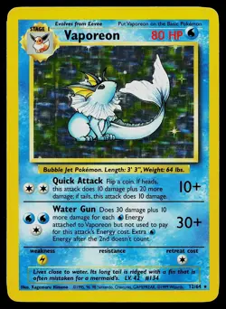 Pokemon Card - Vaporeon Jungle 12/64 Holo No Symbol Error Holo Rare - Image 1