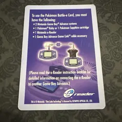 Pokemon Battle E Card Instruction e-Reader Card - For GBA Nintendo - Image 1