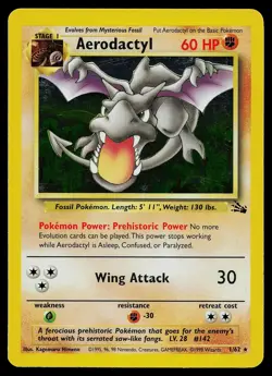 Pokemon Card - Aerodactyl Fossil 1/62 Holo Unlimited Holo Rare - Image 1