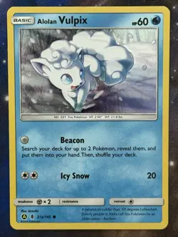 Alolan Vulpix 21a/145 LP/NM Alternate Art Promo Cosmos Holo Foil SM Pokemon Card - Image 1