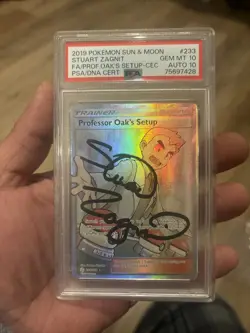 PSA 10 Signed Stuart Zagnit Pokemon Professor Oak's Setup Cosmic Eclipse 233/236 - Image 2