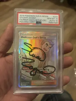 PSA 10 Signed Stuart Zagnit Pokemon Professor Oak's Setup Cosmic Eclipse 233/236 - Image 3