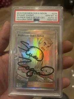 PSA 10 Signed Stuart Zagnit Pokemon Professor Oak's Setup Cosmic Eclipse 233/236 - Image 5
