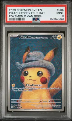 2023 POKEMON SVP EN-SV BLACK STAR PROMO #085 PIKACHU WITH GREY FELT HAT PSA 9 - Image 1
