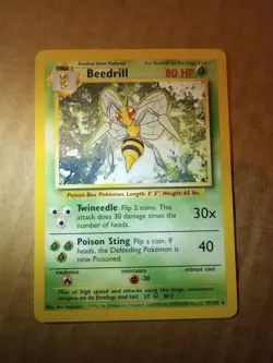 1999 Pokemon Base Set TCG Beedrill Rare NM 17/102 - Image 1