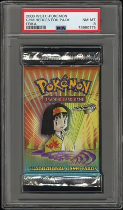 2000 Pokemon Gym Heroes Erika Sealed Booster Pack PSA 8 NM MT - Image 1