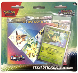 Pokemon TCG: Prismatic Evolutions 3-Pack Blister Tech Sticker Collection Leafeon - Image 1