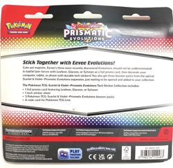 Pokemon TCG: Prismatic Evolutions 3-Pack Blister Tech Sticker Collection Leafeon - Image 2