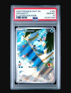 2025 POKEMON WHT EN-WHITE FLARE ILLUSTRATION RARE #105 OSHAWOTT PSA 10 - Image 1