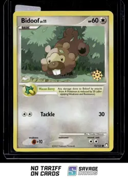 2007 Pokemon Diamond & Pearl - Mysterious Treasures CNTDWN Snow Flake Bidoof - Image 1