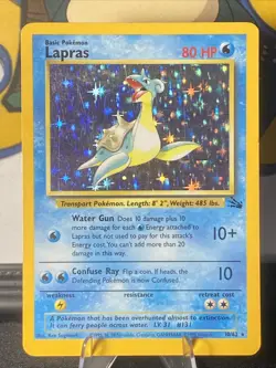 Pokemon TCG Lapras 10/62 Fossil Unlimited Holo Rare Vintage 1999 WOTC - Image 1