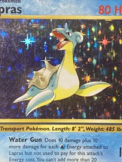 Pokemon TCG Lapras 10/62 Fossil Unlimited Holo Rare Vintage 1999 WOTC - Image 2