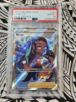 NESSA 2020 POKEMON SWSH VIVID VOLTAGE ULTRA RARE #183 PSA 10 GEM (308) FREE SHIP - Image 1