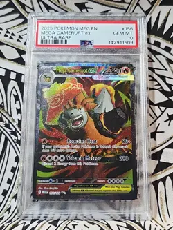 MEGA EVOLUTIONS CAMERUPT EX 156 PSA 10 GEM 2025 POKEMON UR (509) FREE SHIPPING! - Image 1