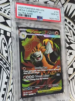 MEGA EVOLUTIONS CAMERUPT EX 156 PSA 10 GEM 2025 POKEMON UR (509) FREE SHIPPING! - Image 3