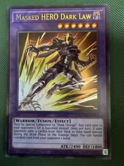 Yugioh Masked HERO Dark Law MZMU-EN070 Ultra Rare 1st Edition NM - Image 1
