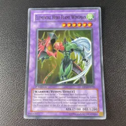 Yugioh ELEMENTAL HERO FLAME WINGMAN 1st Edition DP1-EN010 MP - Image 1