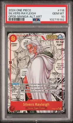 2024 ONE PIECE OP08-TWO LEGENDS MANGA ALTERNATE ART #118 SILVERS RAYLEIGH PSA 10 - Image 1