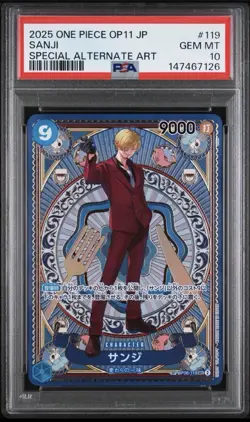 2025 ONE PIECE JPN OP11-A FIST OF DIVINE SPEED #119 SANJI PSA 10 - Image 1