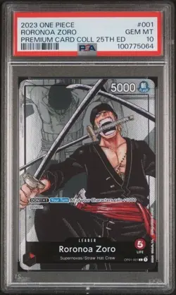 2023 Roronoa Zoro OP01-001 PREMIUM CARD COLLECTION 25TH EDITION EN PSA 10 - Image 1