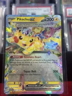 Pokemon TCG Sv08: Surging Sparks Pikachu EX Holo Foil Card 057/191 Double Rare - Image 2