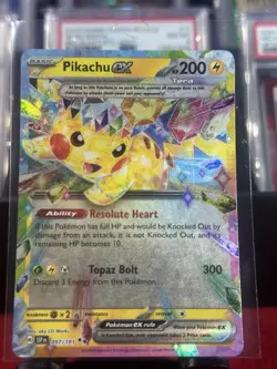 Pokemon TCG Sv08: Surging Sparks Pikachu EX Holo Foil Card 057/191 Double Rare - Image 3