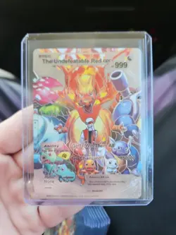 Undefeatable Red GX Silver Foil Fan Art Vinyl Collector Pokemon Card - Image 1