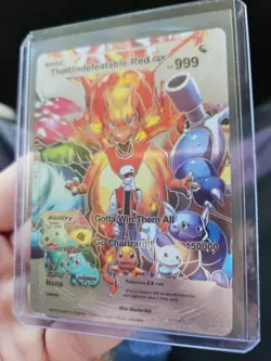 Undefeatable Red GX Silver Foil Fan Art Vinyl Collector Pokemon Card - Image 2