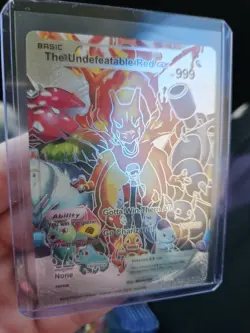 Undefeatable Red GX Silver Foil Fan Art Vinyl Collector Pokemon Card - Image 4