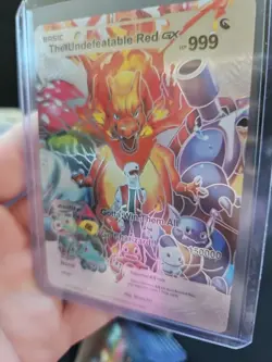 Undefeatable Red GX Silver Foil Fan Art Vinyl Collector Pokemon Card - Image 5