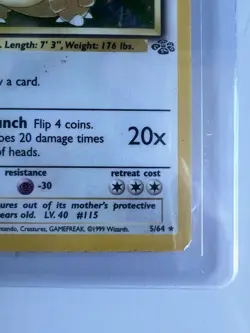 Pokemon Kangaskhan Jungle 5/64 90 HP Holo Rare 1999 Wizards Card - Image 5