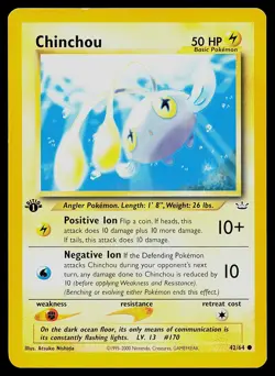 Pokemon Card Neo Revelation Chinchou 42/64 Common - Image 1