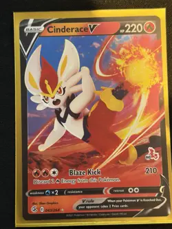 Cinderace V 043/264 Holo Ultra Rare Sword & Shield Fusion Strike Pokemon Card NM - Image 1