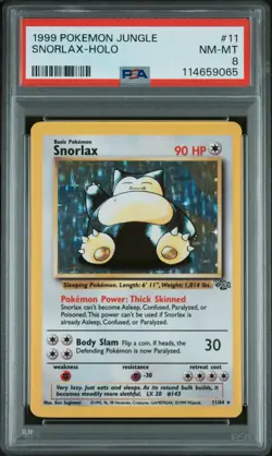 1999 POKEMON JUNGLE #11 SNORLAX-HOLO PSA 8 - Image 1