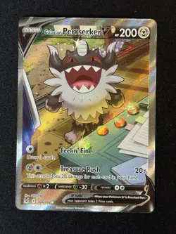 Galarian Perrserker V 184/196 Full Art Ultra Rare Pokemon 2022 Lost Origin NM - Image 1