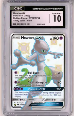 CGC GEM MINT 10 Pokemon TCG Mewtwo GX SV59/SV94 Hidden Fates: Shiny Vault Holo - Image 1