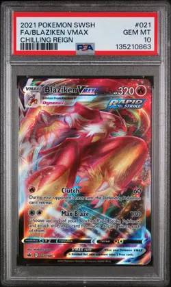 Pokemon - Blaziken VMAX - Full Art - 021/198 - Chilling Reign (PSA 10) - Image 1