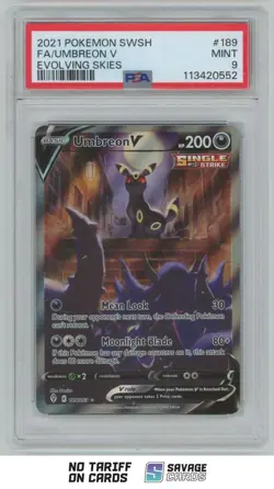 2021 Pokemon Sword & Shield - Evolving Skies FA Umbreon V PSA 9 #189/203 - Image 1