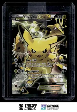 2016 Pokemon XY BSP Red&Blue Coll. Holo Pikachu EX #XY124 - Image 1