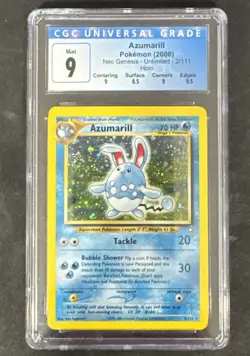 Pokemon TCG Azumarill Neo Genesis Holo 2/111 Unlimited CGC 9 Mint Swirl - Image 1