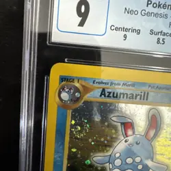 Pokemon TCG Azumarill Neo Genesis Holo 2/111 Unlimited CGC 9 Mint Swirl - Image 3
