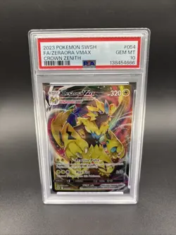 2023 POKEMON SWORD & SHIELD CROWN ZENITH #054 FULL ART/ZERAORA VMAX PSA 10 - Image 1