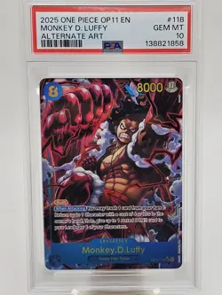 2025 One Piece OP11 Monkey D Luffy SEC Alternate Art PSA 10 - Image 1