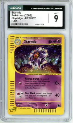 CGC MINT 9 Pokemon Trading Card Game Starmie H28/H32 Skyridge Holo Rare (2003) - Image 1