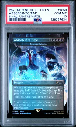 2025 MTG SECRET LAIR DROP FINAL FANTASY: GAME OVER-FOIL ABSORB INTO TIME PSA 10 - Image 1