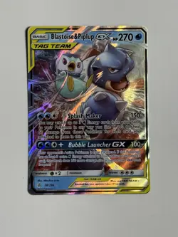 Blastoise & Piplup GX TAG TEAM Ultra Rare Holo Pokemon Card 38/236 - Image 1