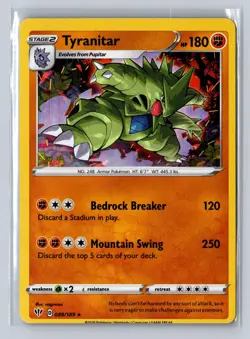 Tyranitar 088/189 Holo Rare Darkness Ablaze Pokemon Near Mint Misscut Error - Image 1