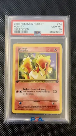 2000 Pokemon Rocket 1st Edition PONYTA 64/82 PSA 10 GEM MT Vintage - Image 1